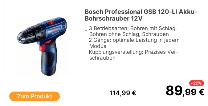 BoschProfessionalGSB120LIAkkuBohrschrauber12V